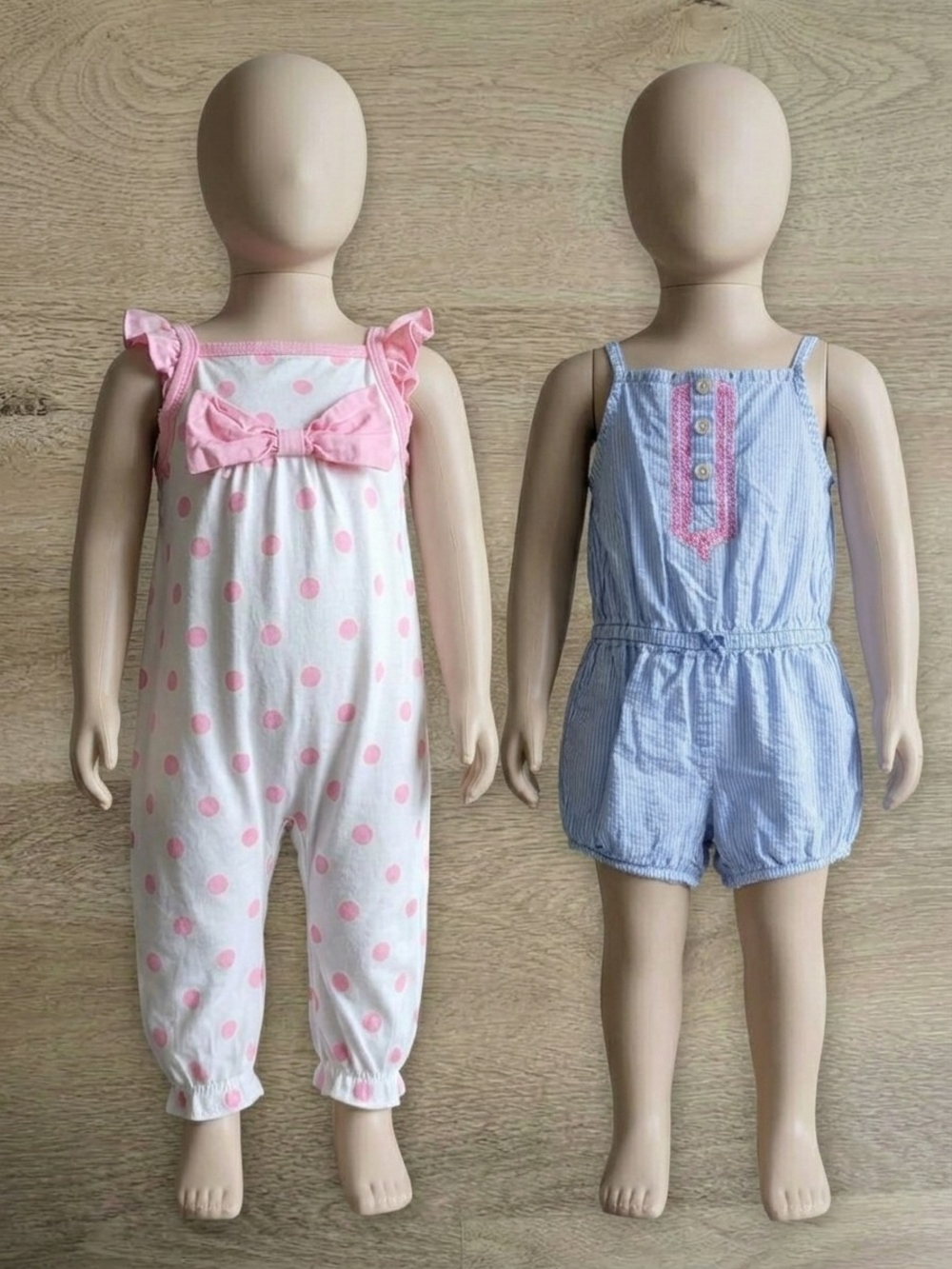 2PC Carter’s & SHEIN Baby Girl Romper Bundle | 12-18M Pink & Blue